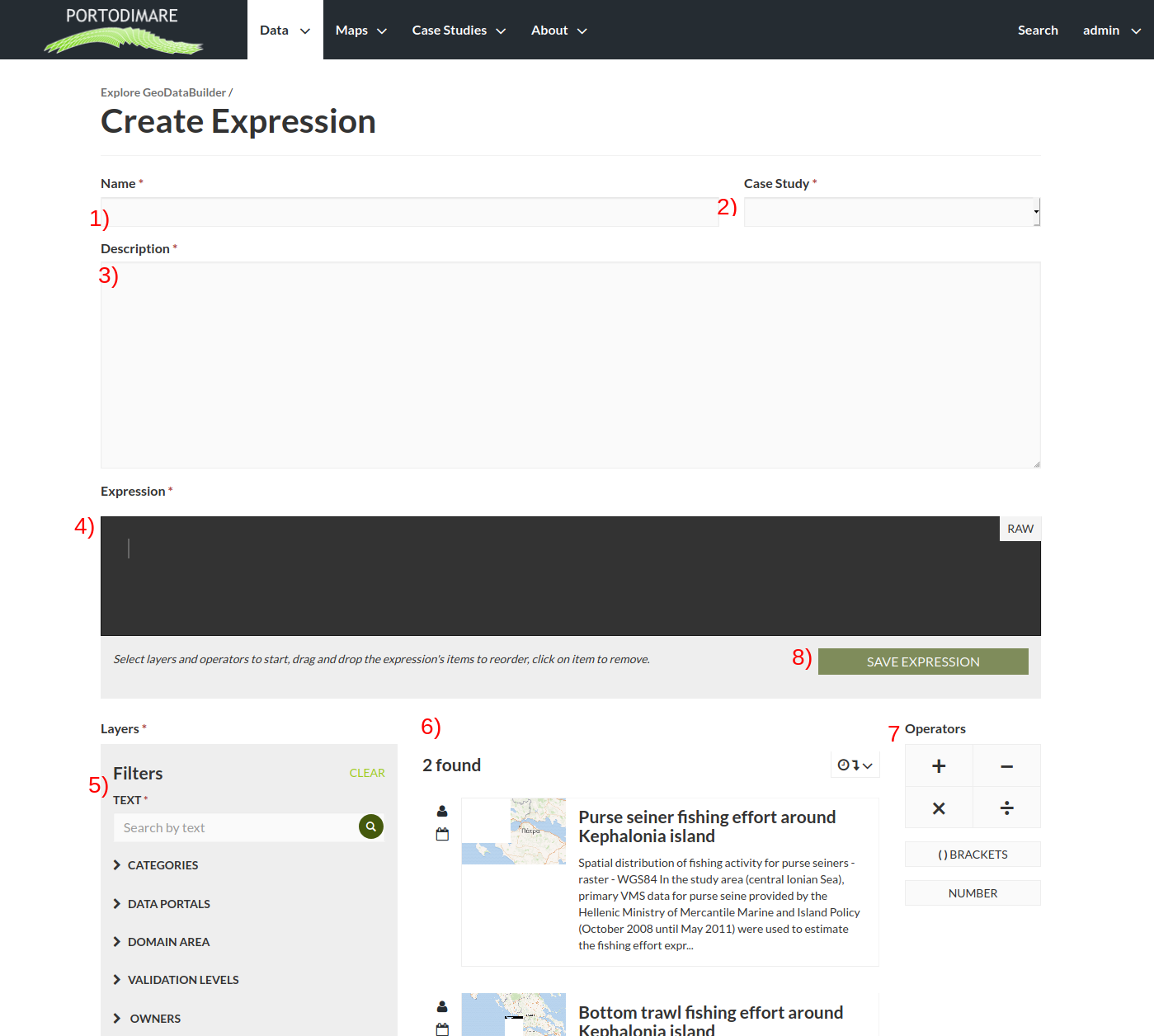 Geodatabuilder create expression interface